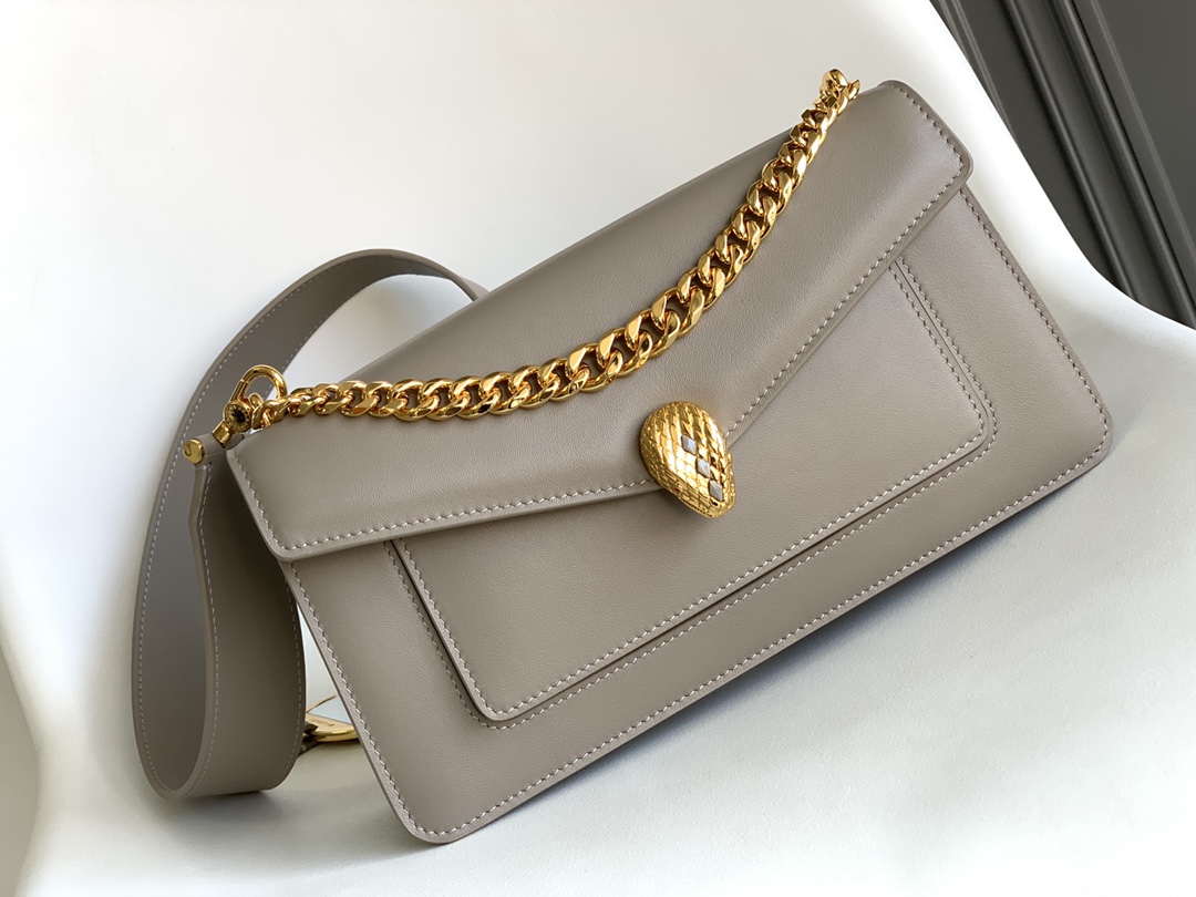Bvlgari Serpenti Maxi East West Shoulder Bag w/Tags – Grey