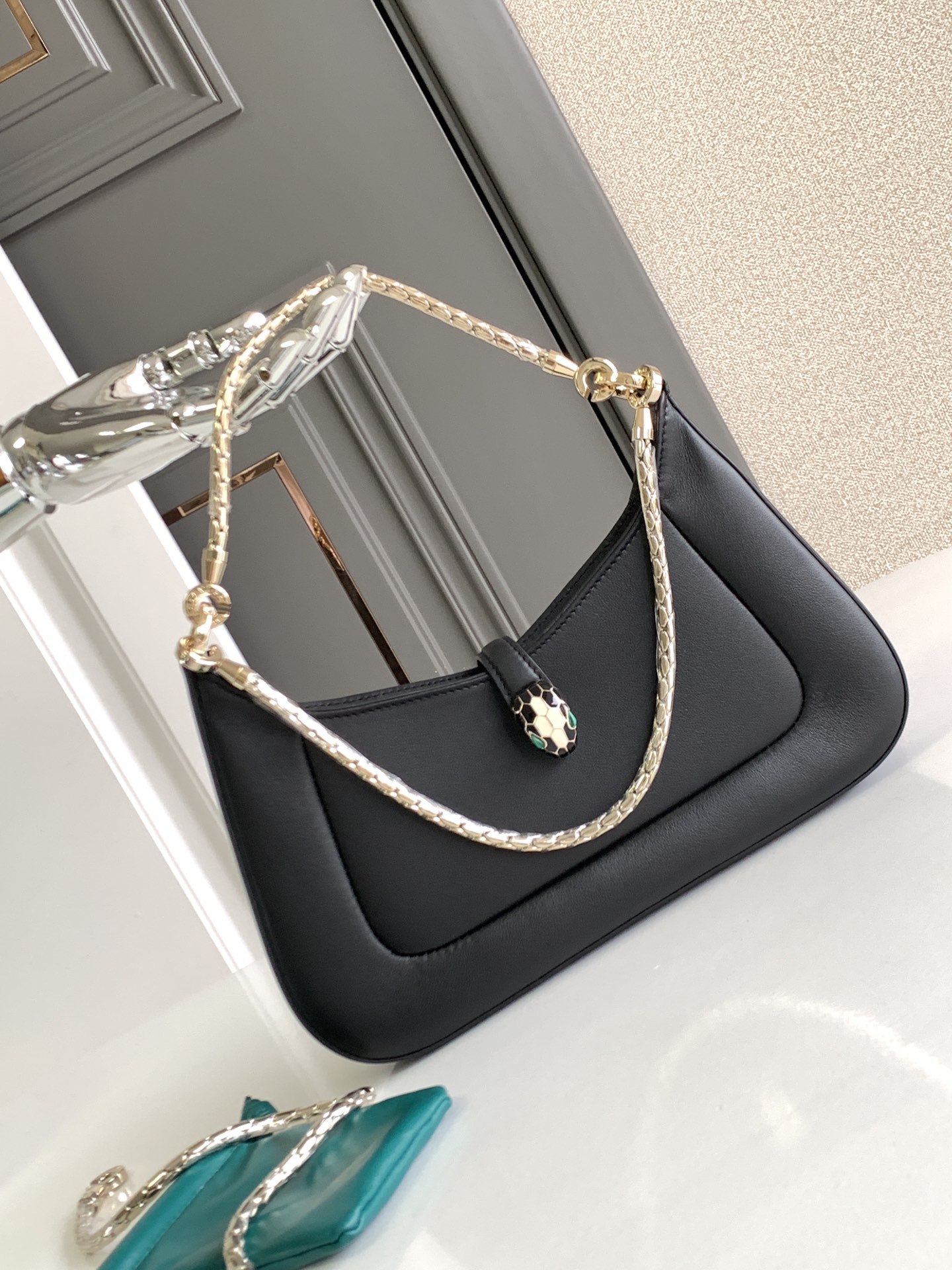 Serpenti leather handbag Bvlgari Black in Leather –