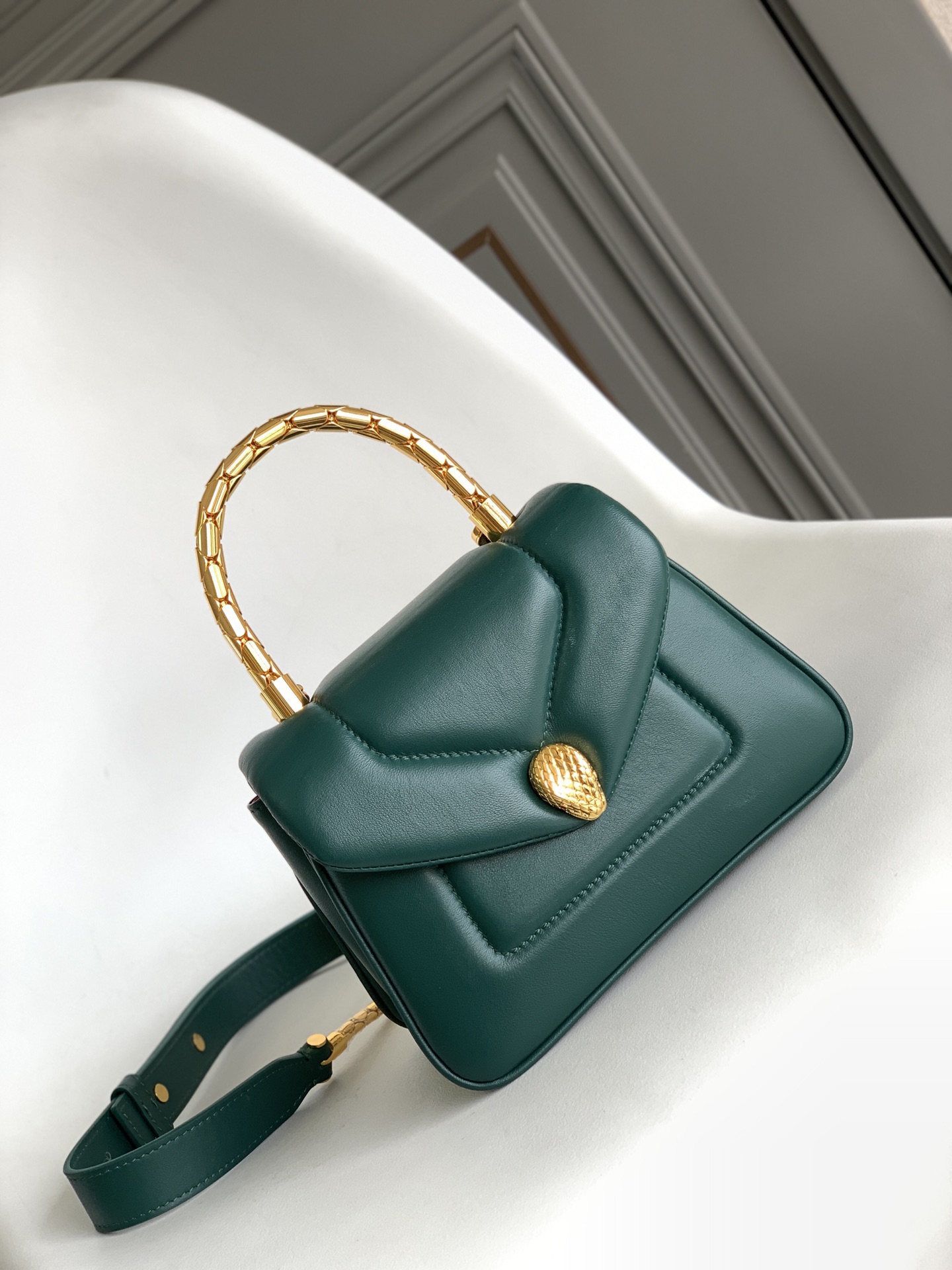 Bvlgari Serpenti Reverse Leather Cross-body Bag In