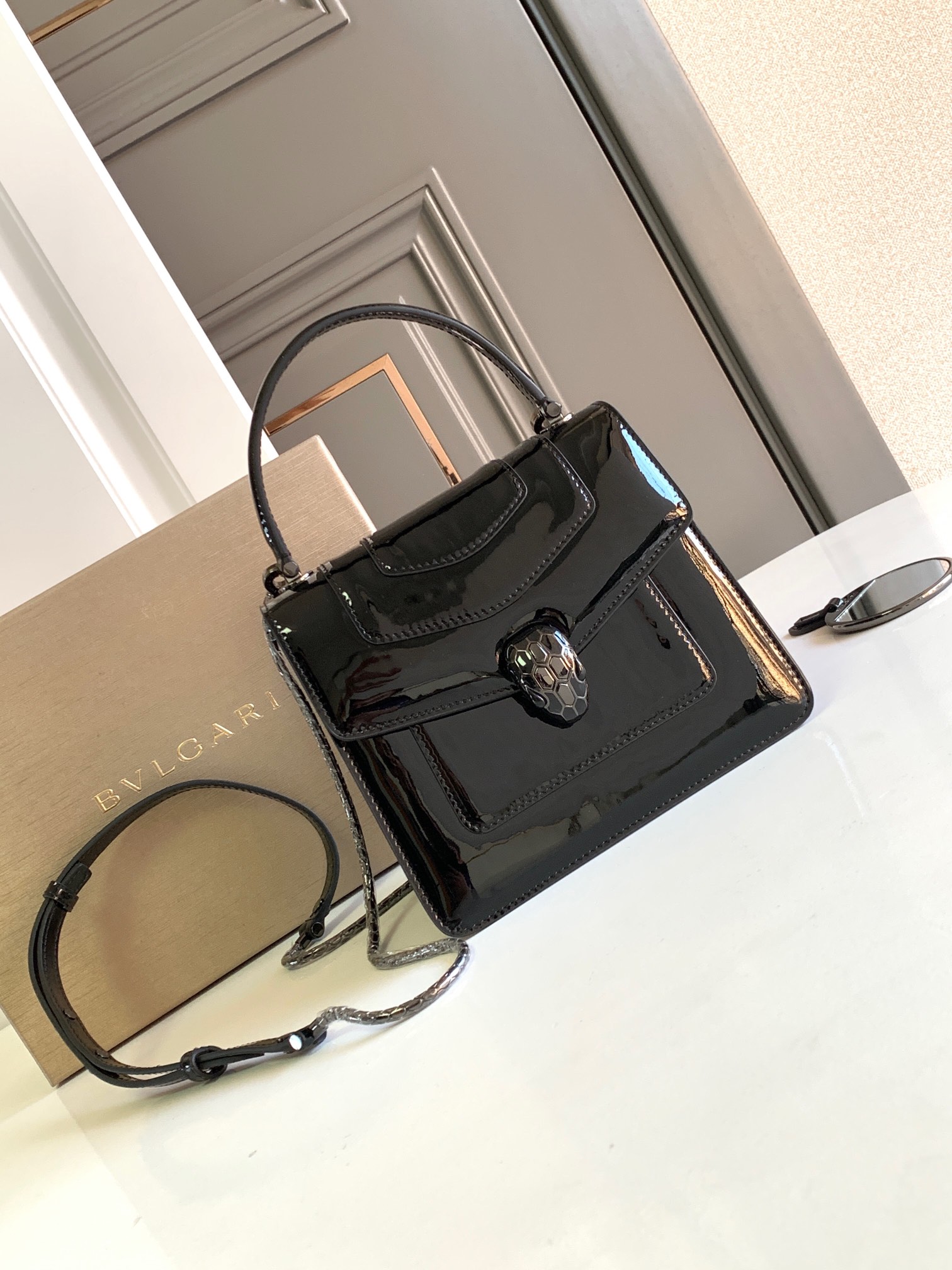 Bvlgari Burgundy Patent Leather Serpenti Forever Flap