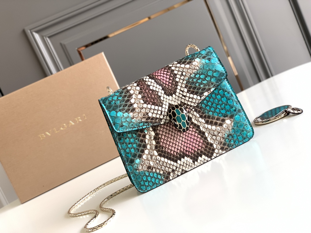 Bvlgari Multicolor Python Small Serpenti Forever Top Handle