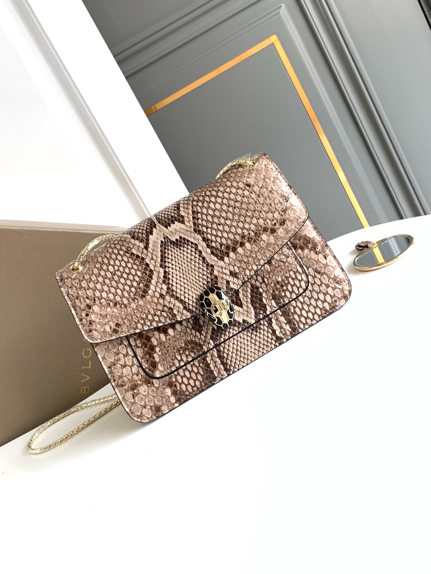 Bvlgari 2019 Python Duette Crossbody – Brown Crossbody