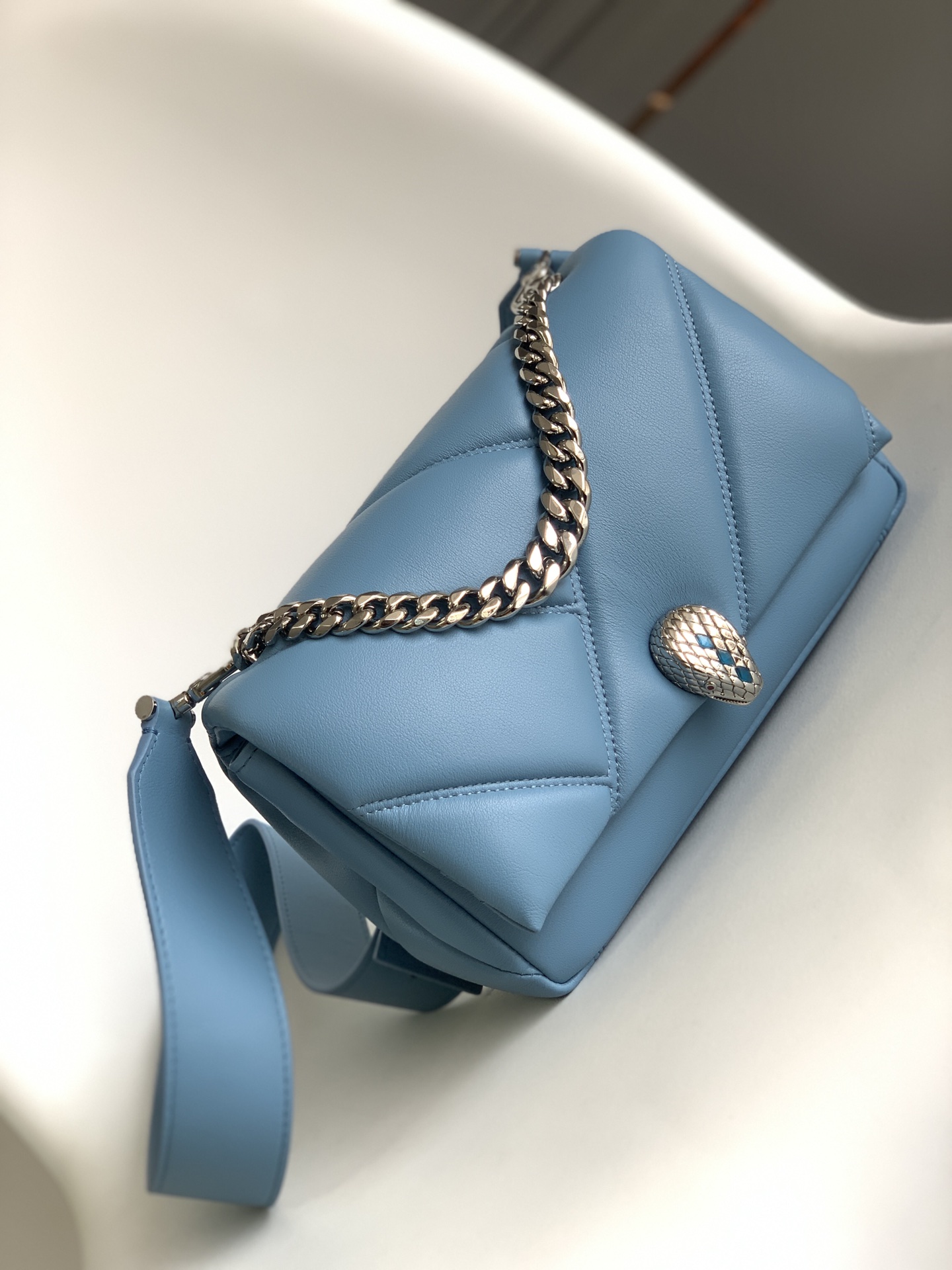 bULGARI Calfskin Matelasse Mini Serpenti Cabochon …