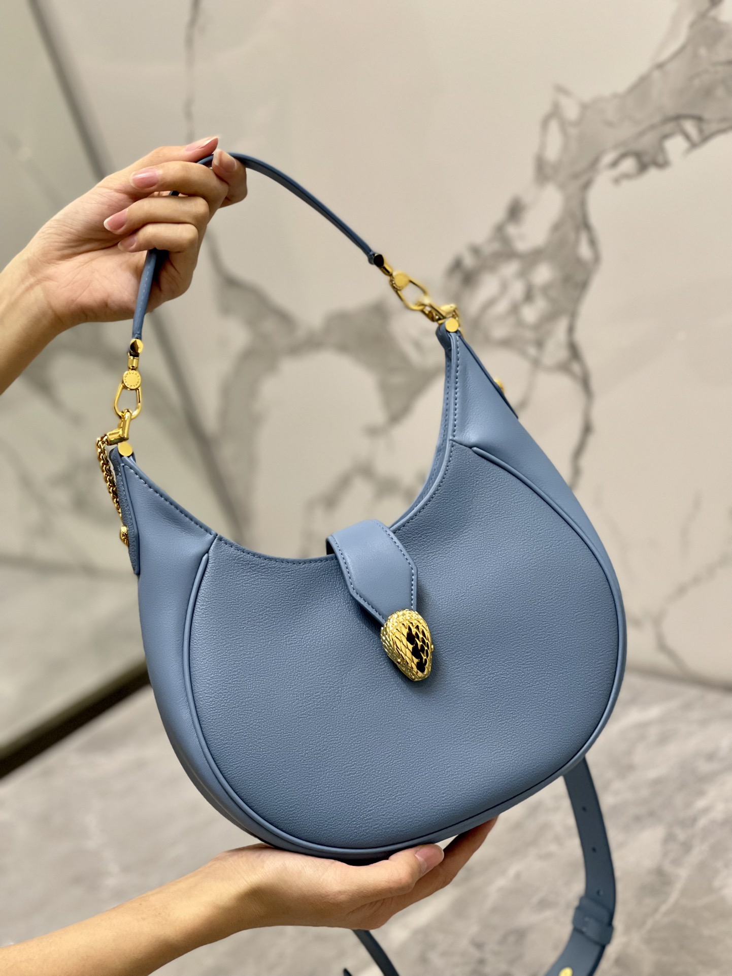 Bvlgari Leather Serpenti Ellipse Handle Bag – Blue Handle Bags, Handbags – BUL59175