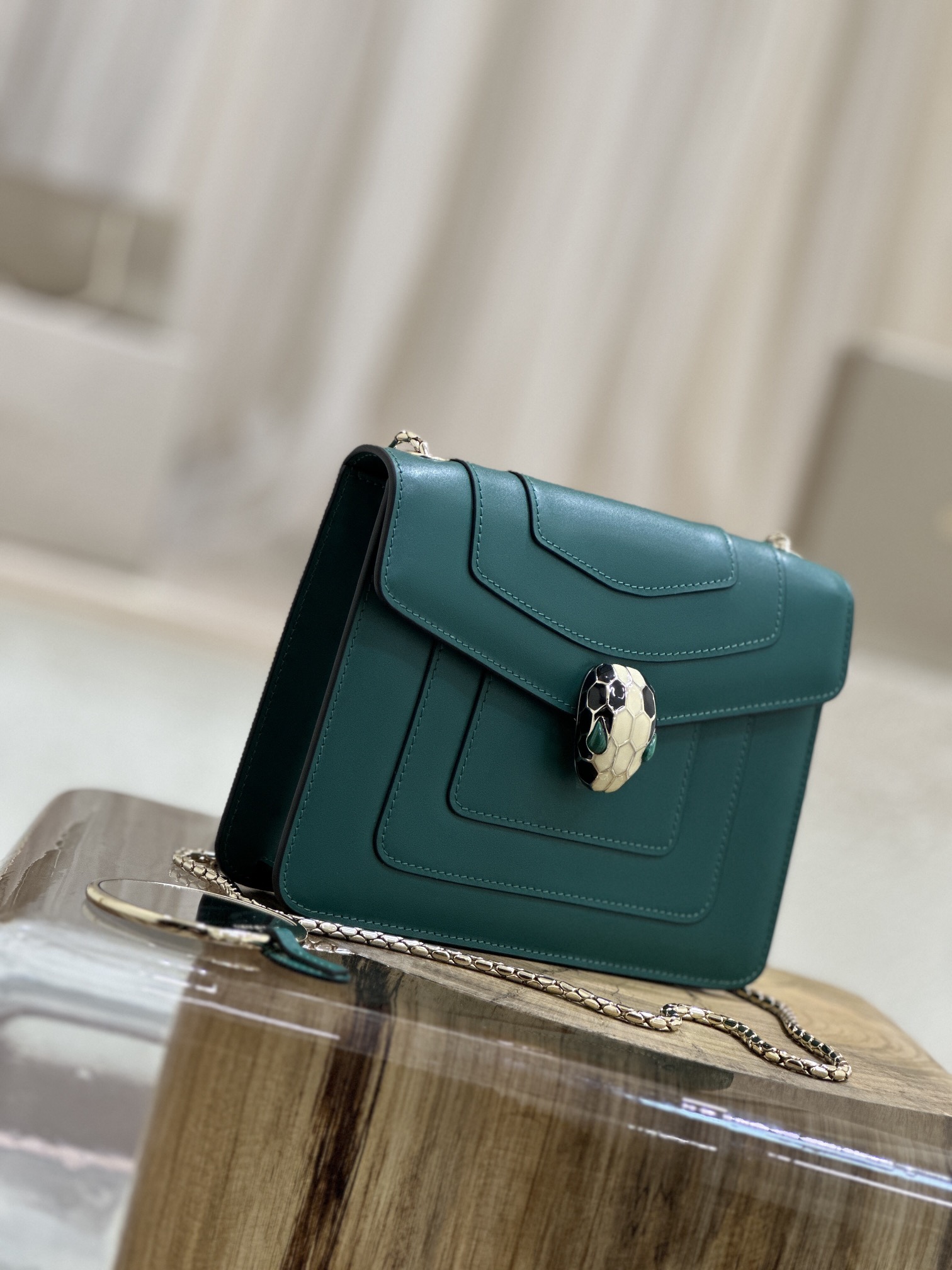 BULGARI Calfskin Small Serpenti Forever Snake Strap Crossbod