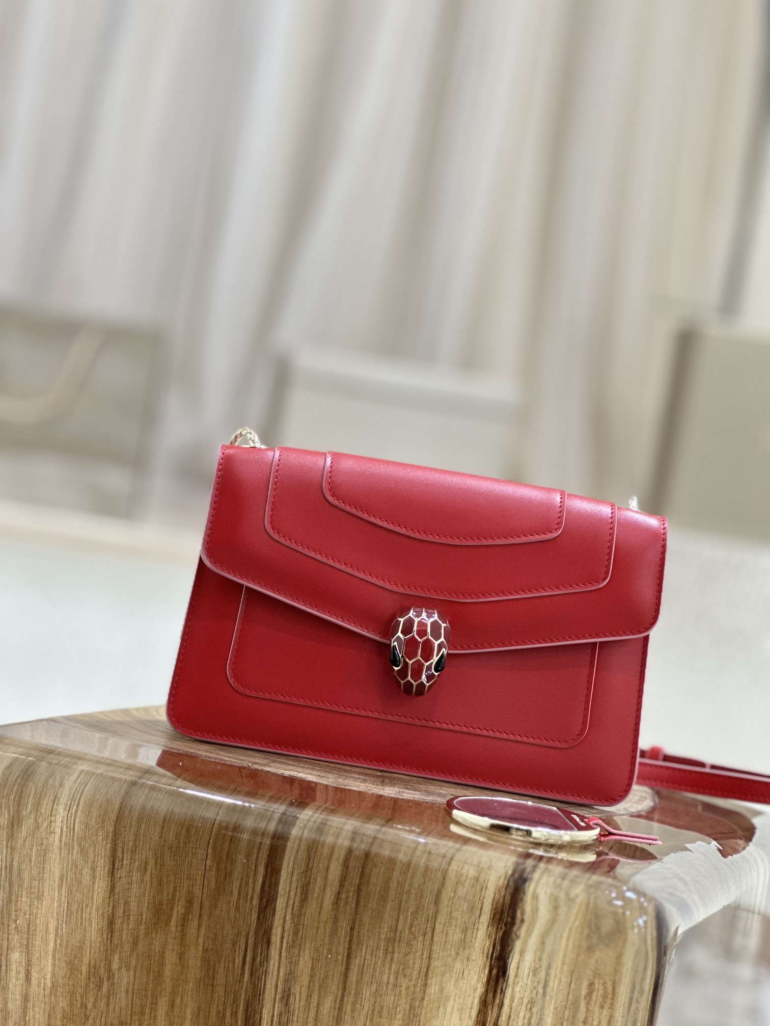 Bvlgari Leather Exterior Red Bags & Handbags for Women