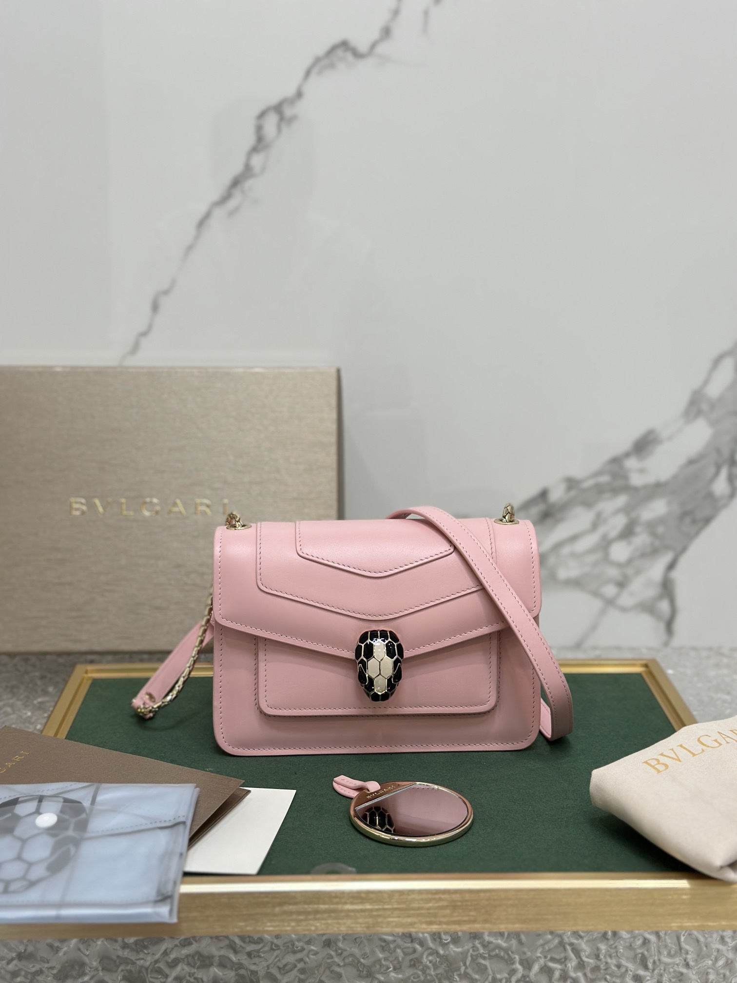 Bvlgari Leather Serpenti Forever – Pink Crossbody Bags,
