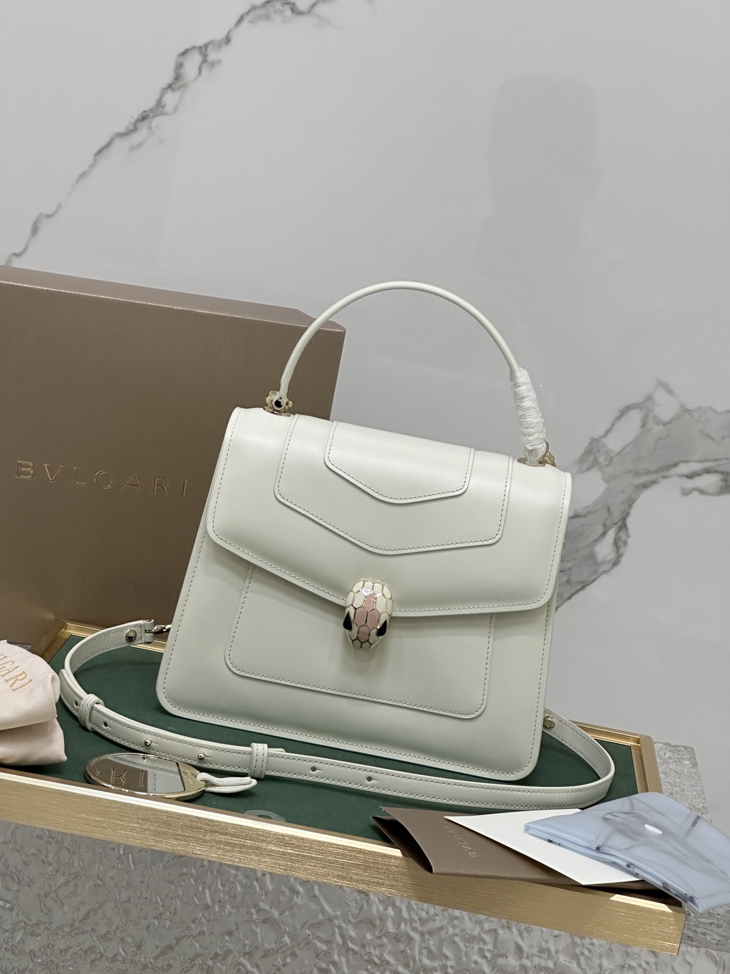 Bvlgari Leather Handle Bag – Neutrals Handle Bags,4939