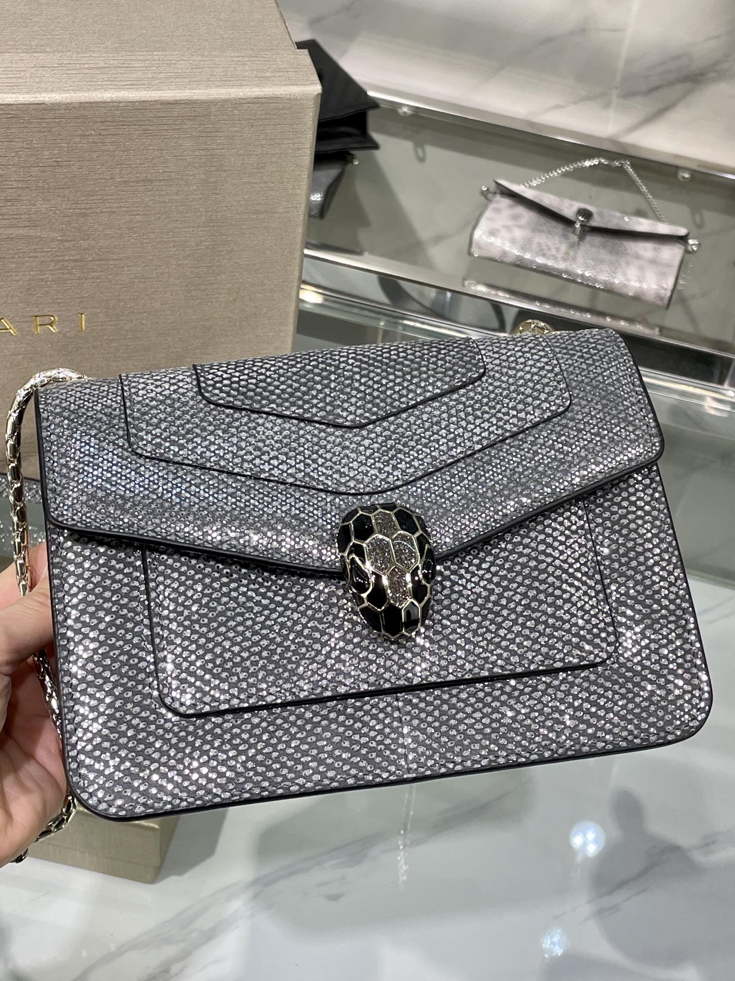 Bvlgari Serpenti leather clutch bag Bvlgari Multicolour in Leathe