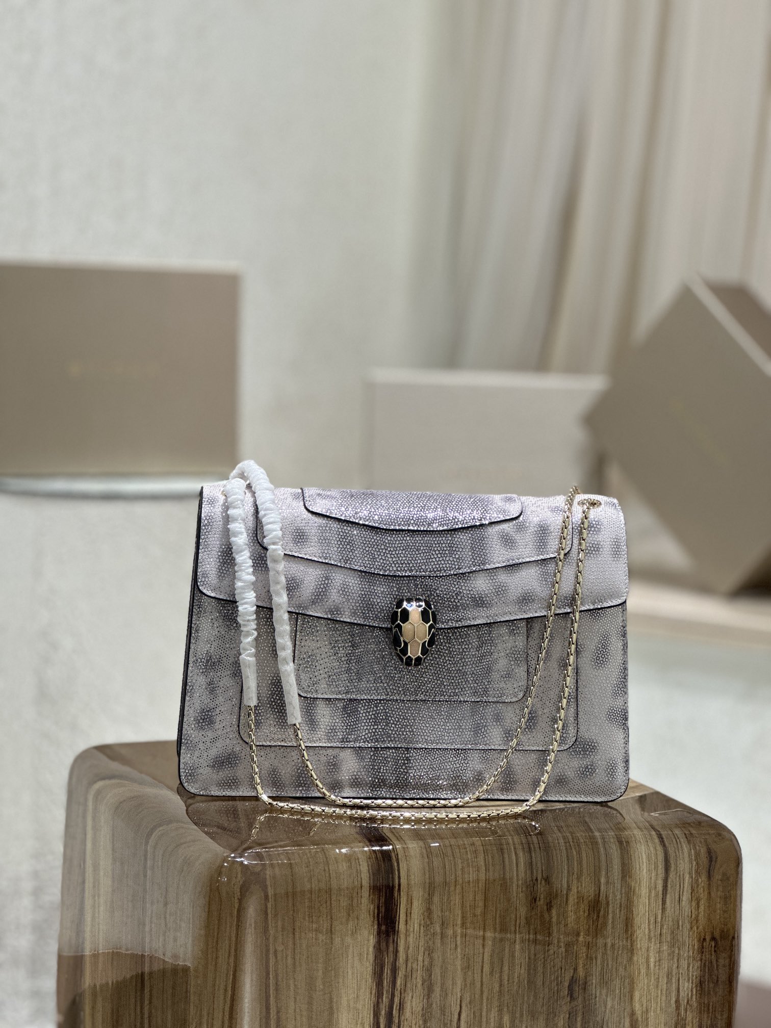 Beige Karung leather Serpenti Forever Crossbody Bag 287948 | Bvlgari