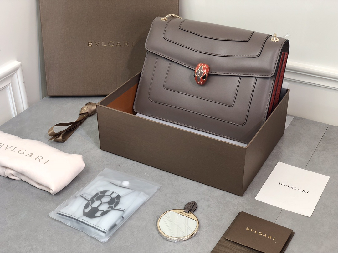 BULGARI Calfskin Serpenti Forever Shoulder Bag Plum Bvlgari 5249