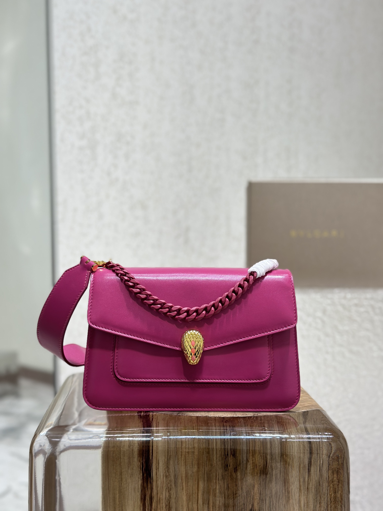 BULGARI Calfskin Serpenti Forever Crossbody Bag Plum