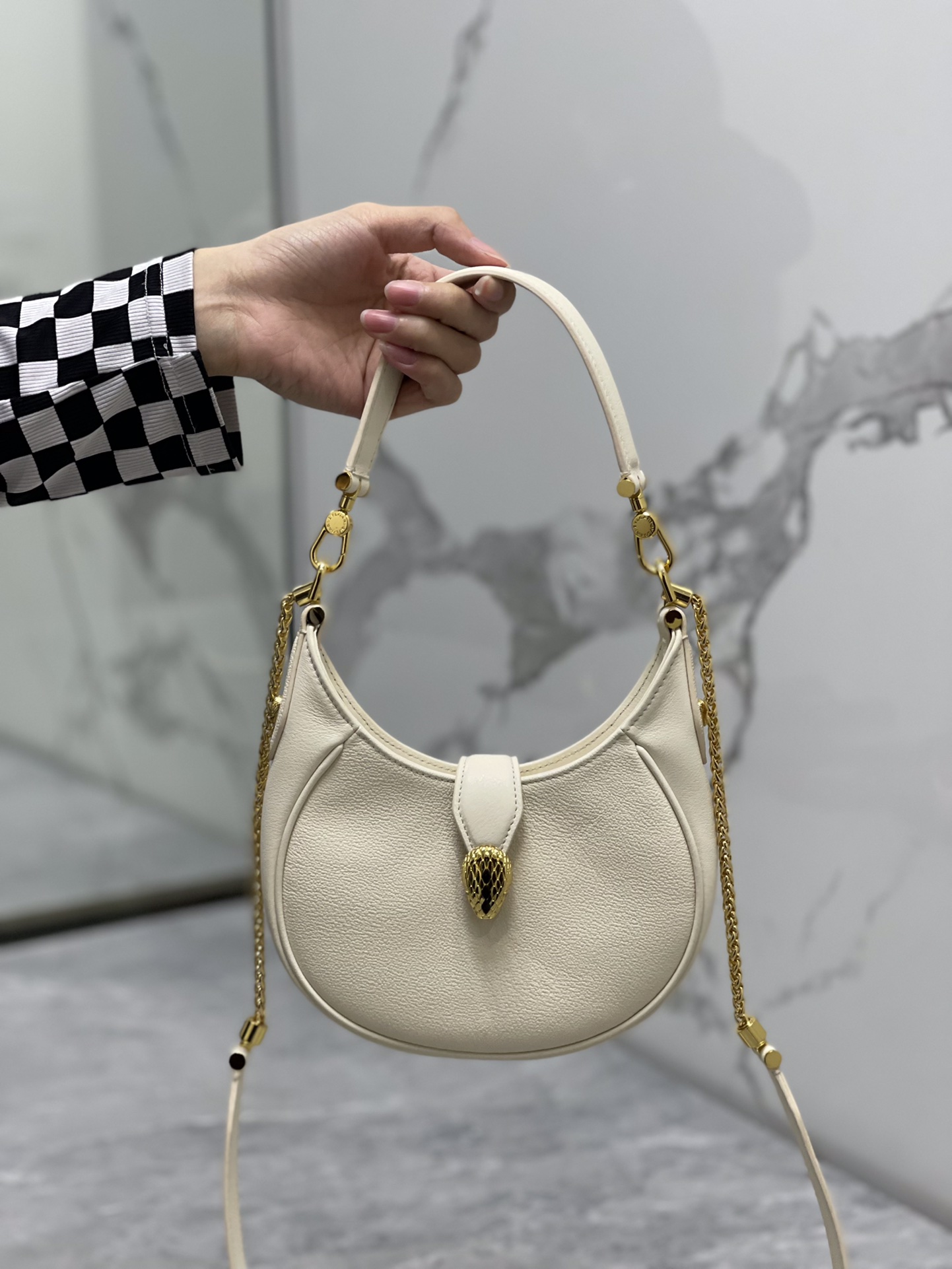 Bulgari Bvlgari Serpenti Leather Shoulder Bag Beige