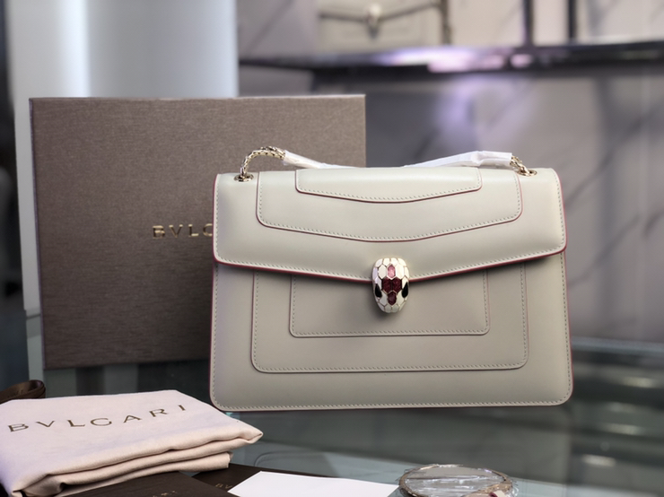 Bvlgari BULGARI Calfskin Serpenti Forever Crossbody Bag White Agate 1557049