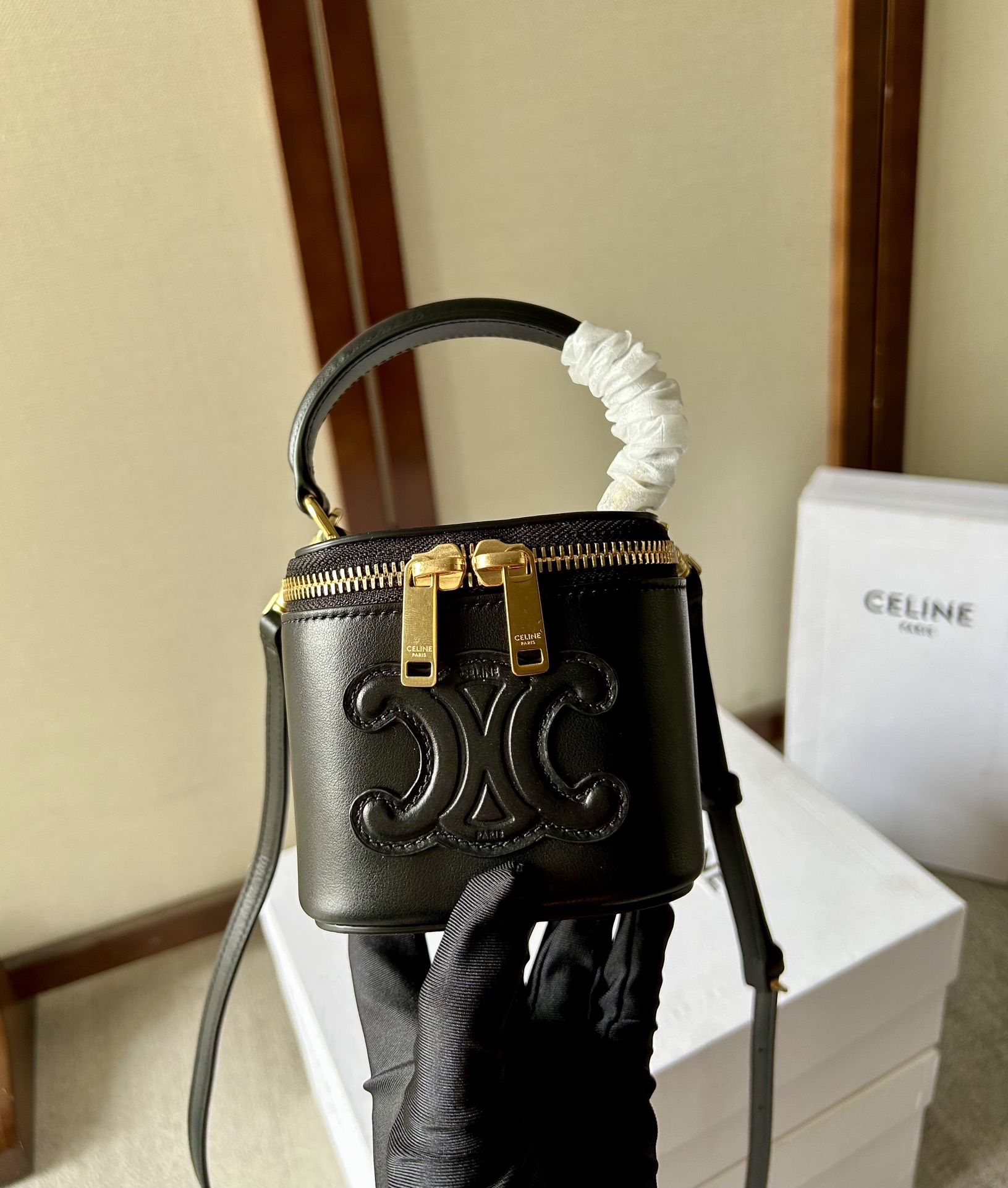 Celine MINI VANITY CASE CUIR TRIOMPHE IN SMOOTH black