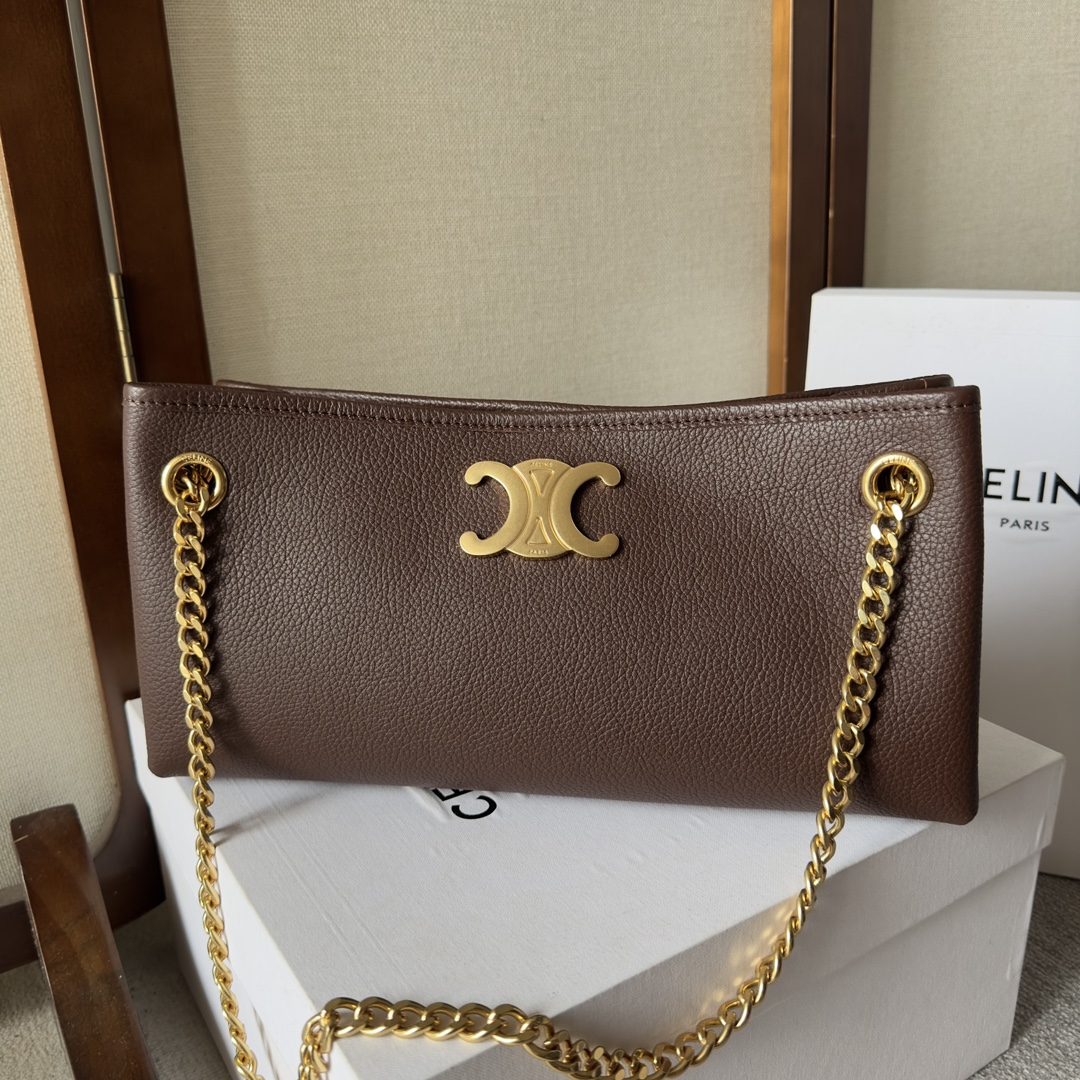 CELINE  Newspaper Dark brown Leather ref.1761124