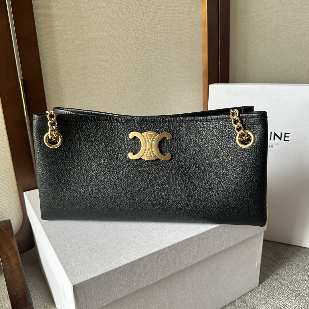 Celine Leather Newspaper bag – Black Shoulder Bags,