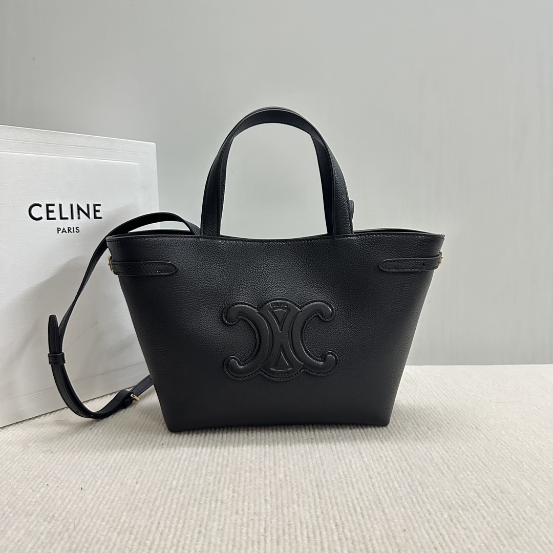 CELINE Grained Calfskin Triomphe Mini Cabas Anais