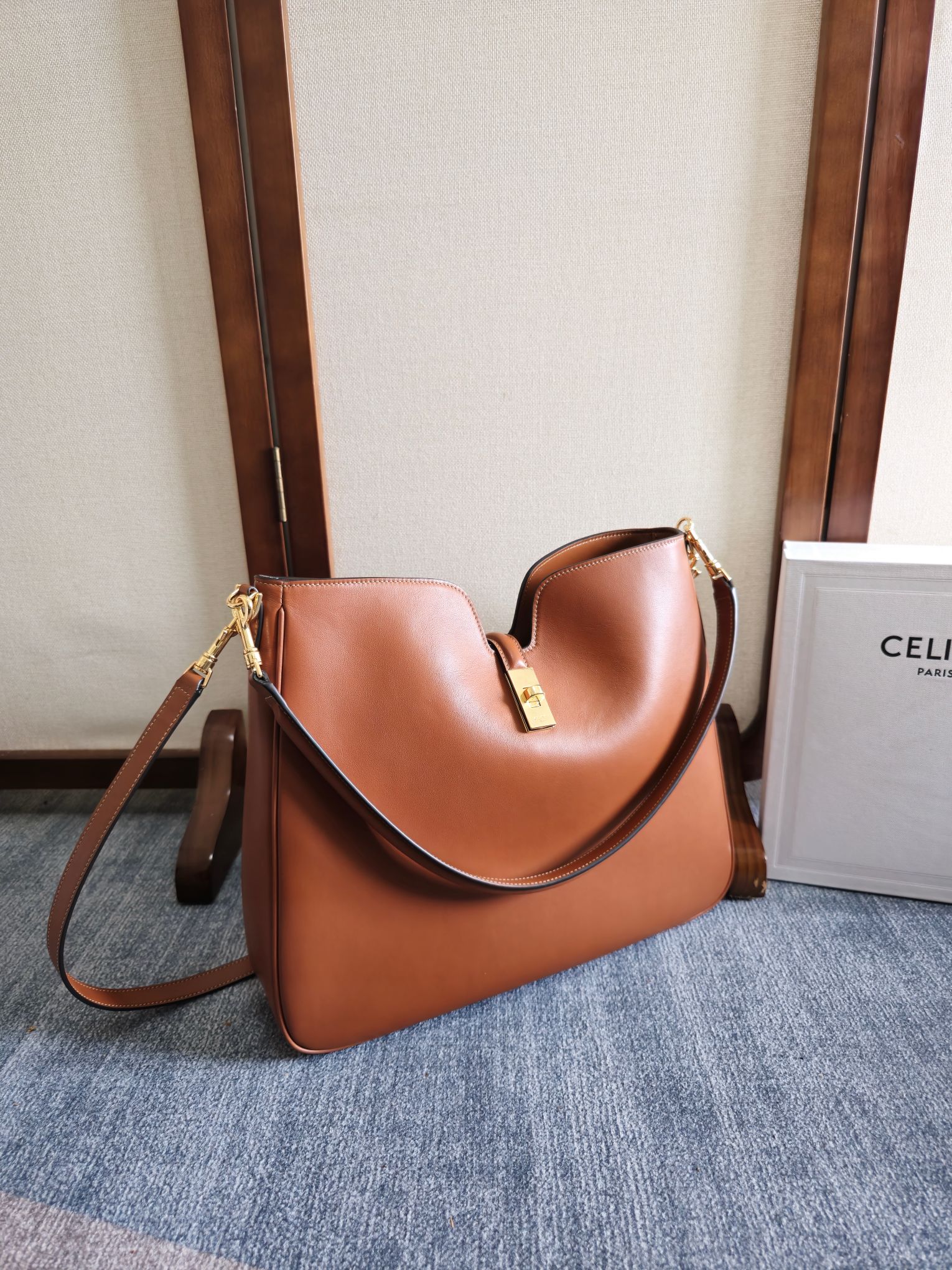 CELINE Smooth Calfskin Small Camille 16 Soft Bag Tan 1581885