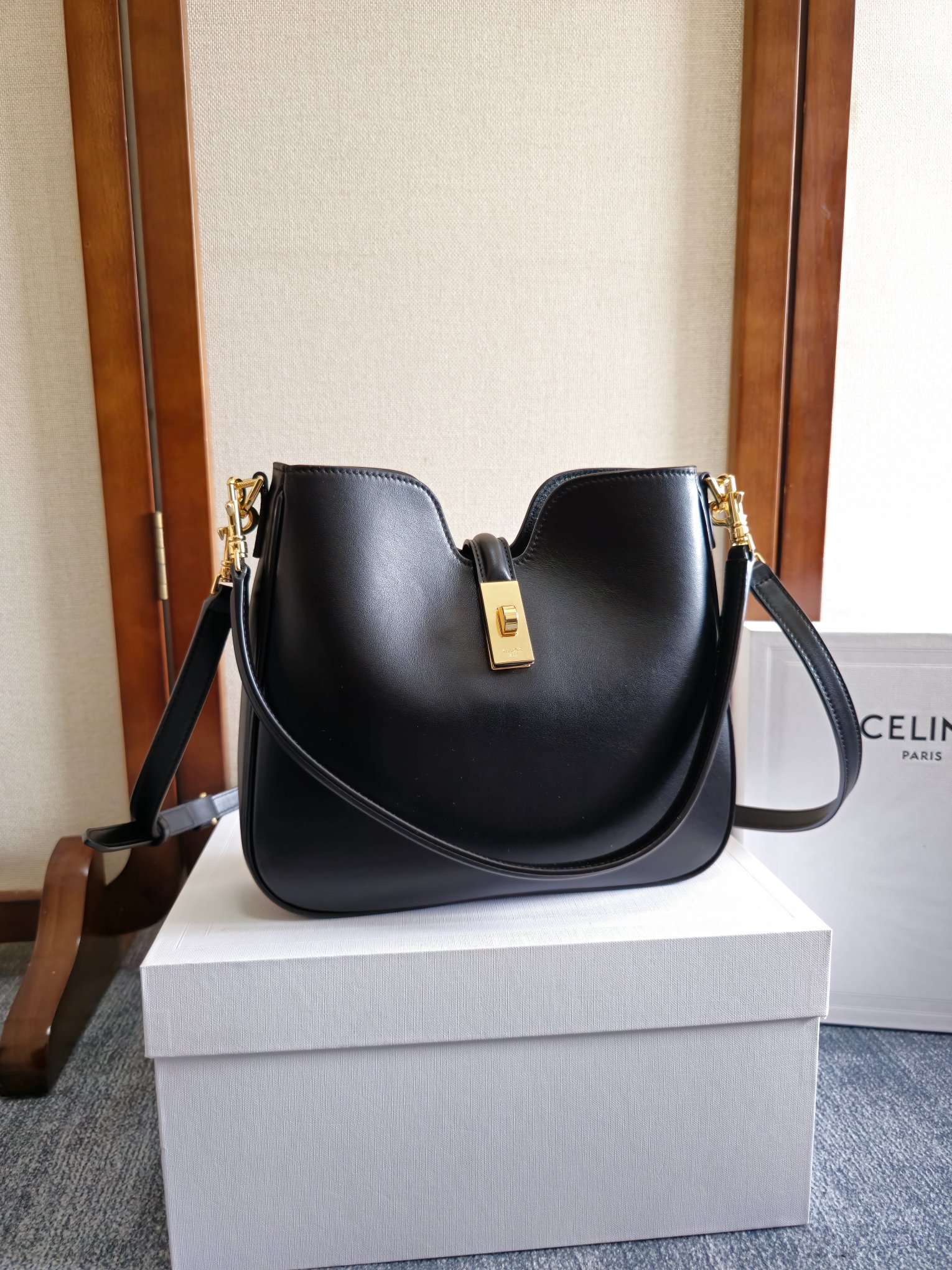 Celine SMALL CAMILLE 16 SOFT BAG IN SMOOTH CALFSKIN – BLACK
