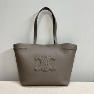 Céline Celine Grained Calfskin Cabas Anais Tote Bag Grey