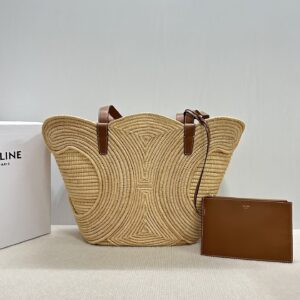Celine CELINE CLASSIC PANIER SMALL BRAIDED TRIOMPHE in