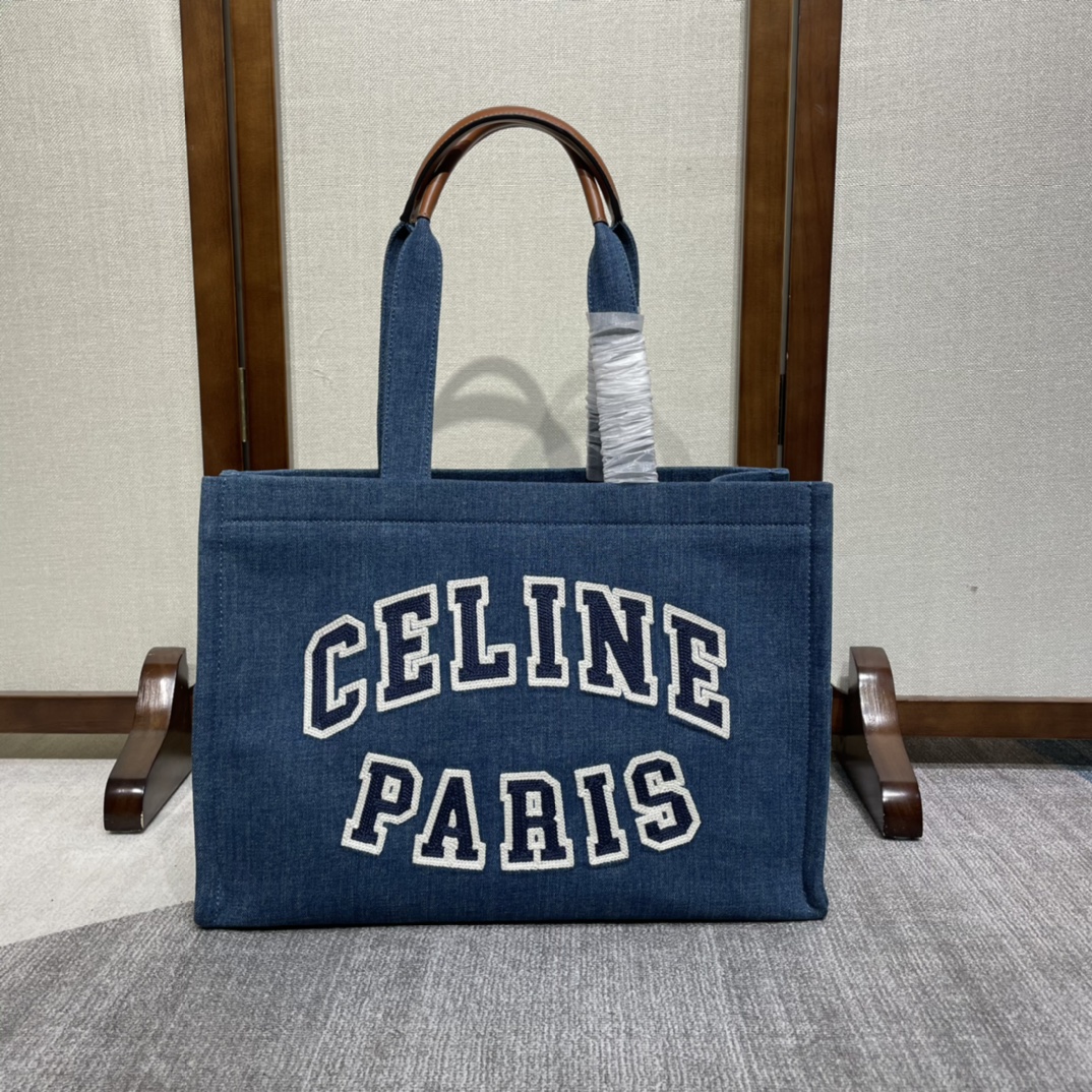 Celine Celine Celine Large Cabas Denim Tote Bag Cotton