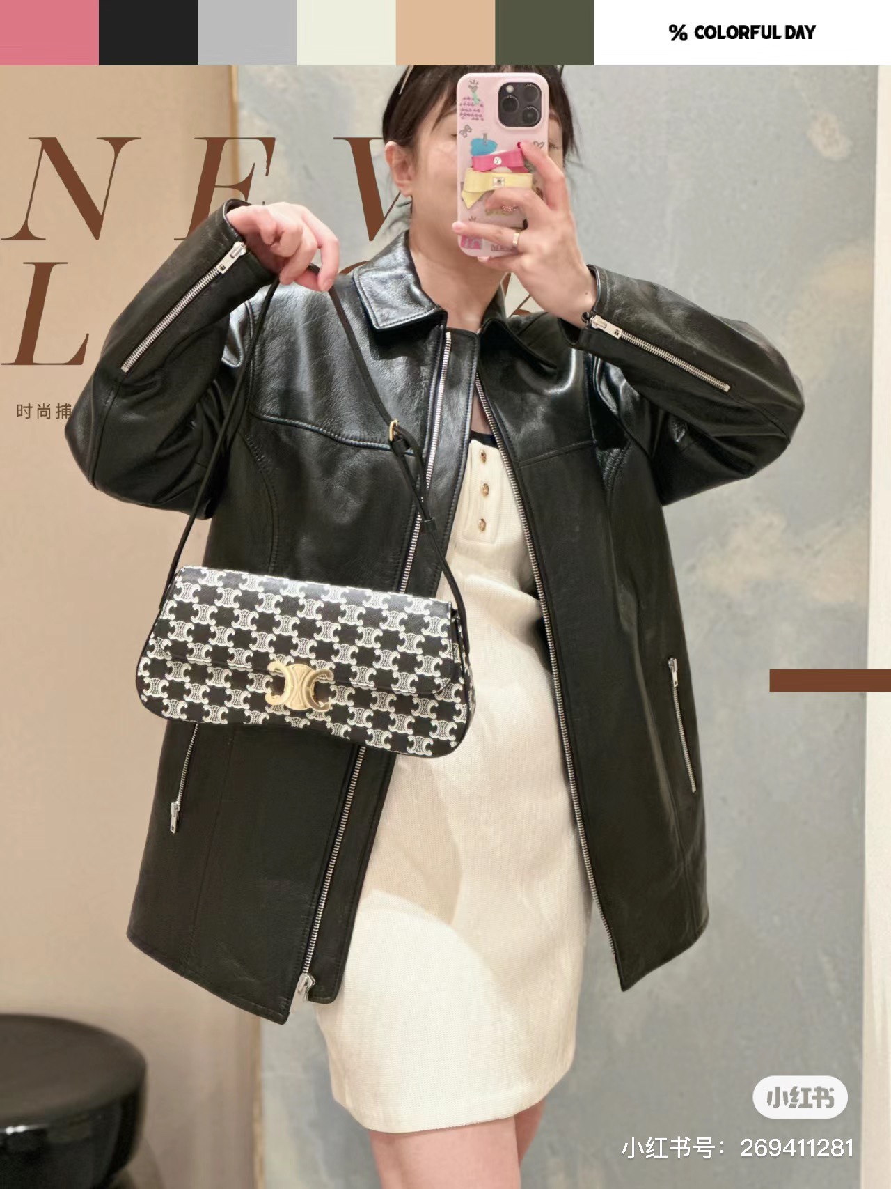 CELINE Shoulder Bag Women Medium Triomph Canvas.