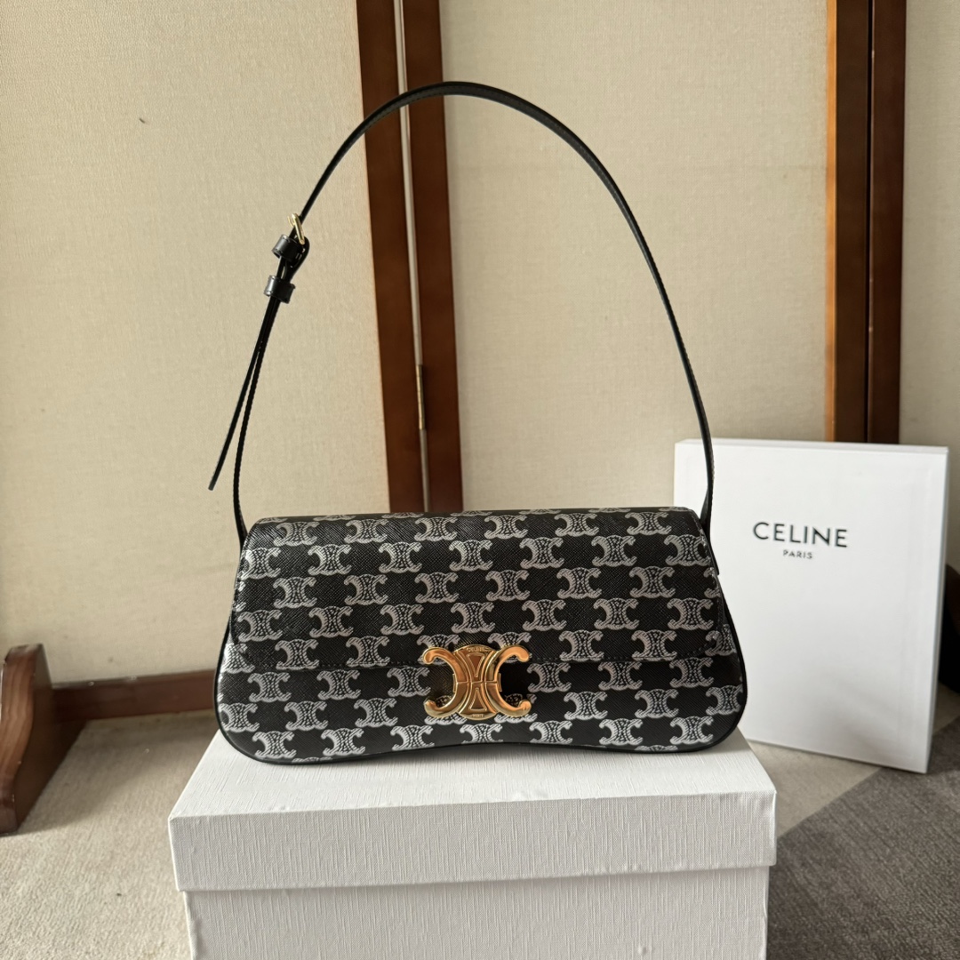 Celine MEDIUM CELINE LOLA BAG IN TRIOMPHE CANVAS AND