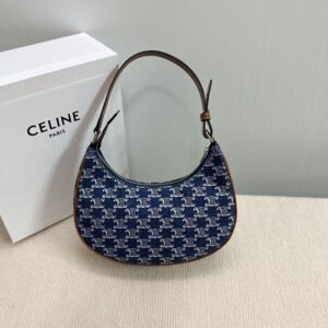 CELINE Denim Triomphe Ava Shoulder Bag Blue 1462404
