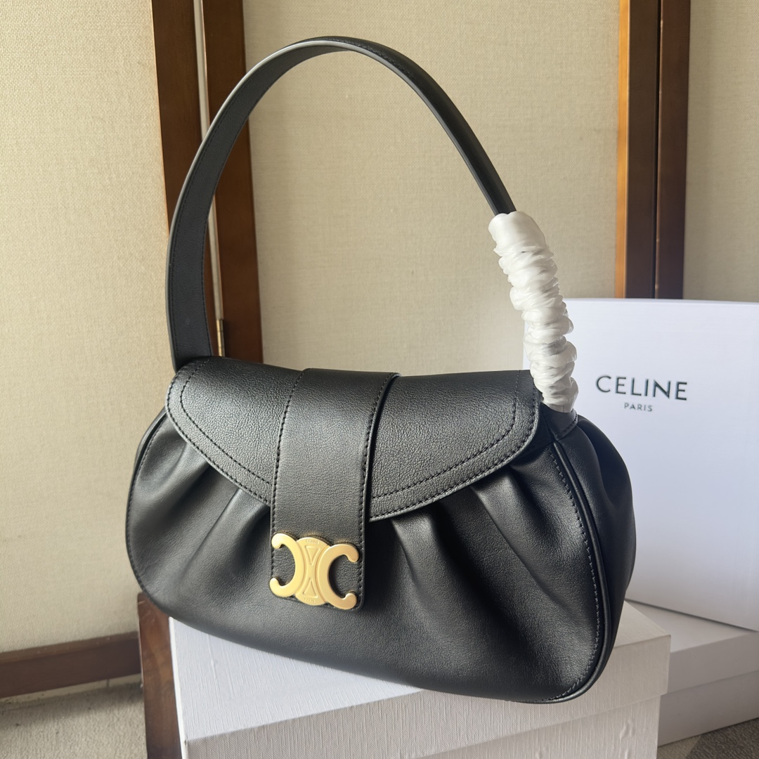Celine Medium Polly Bag in Supple Calfskin Black | eBay