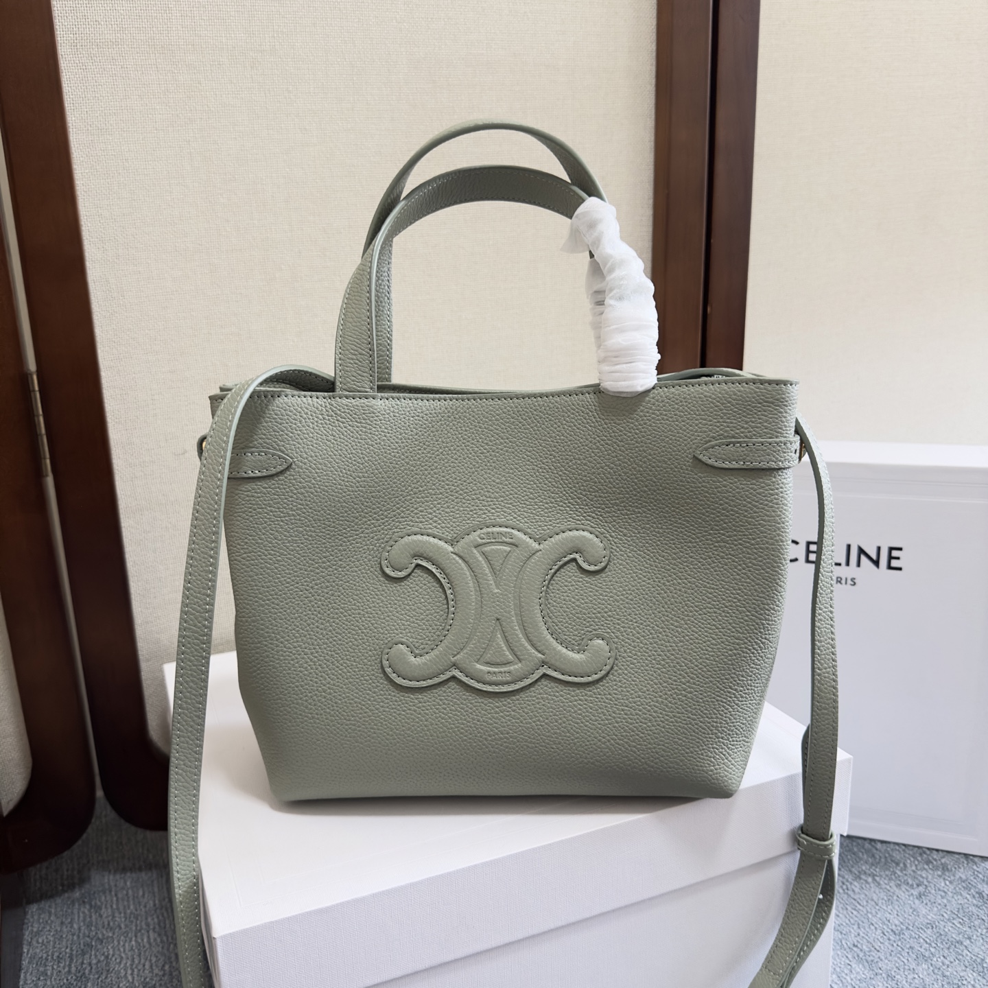 MINI CABAS ANAIS CUIR TRIOMPHE IN Grained calfskin green
