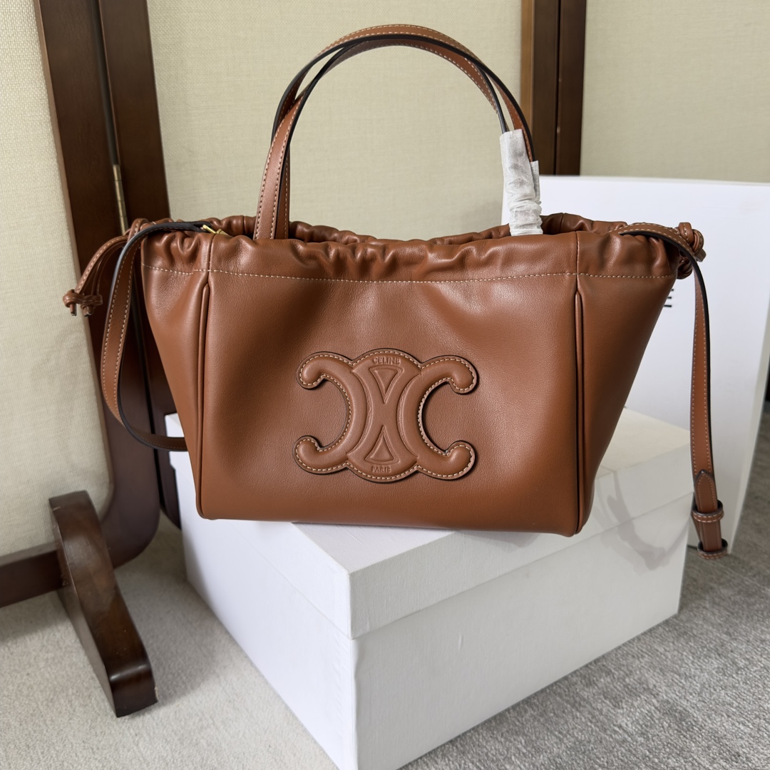 Celine 2023 Small Triomphe Drawstring Cabas – Brown