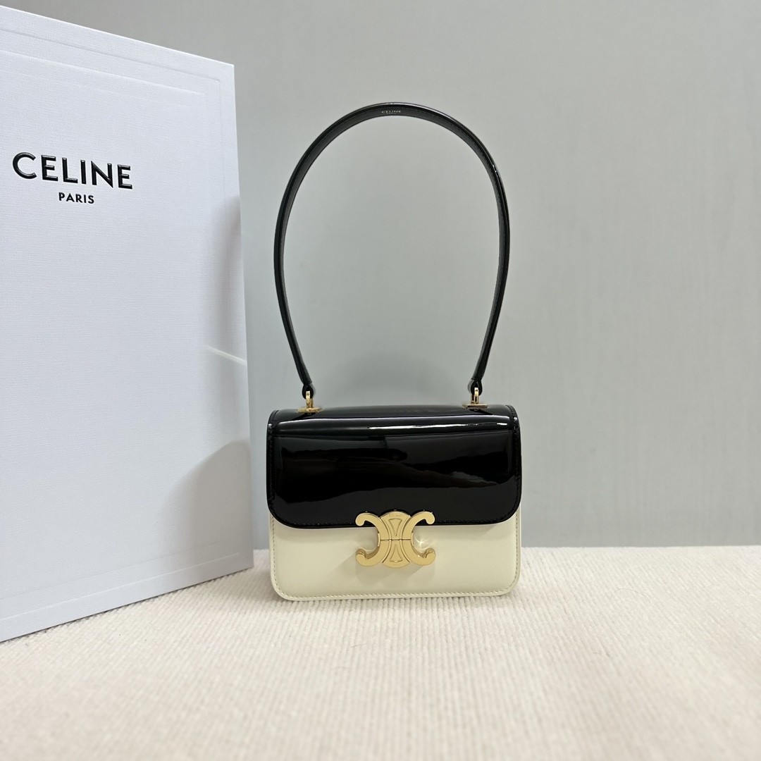 Celine TEEN GARANCE bag in BICOLOUR PATENT CALFSKIN – BLACK / WHITE | CELINE