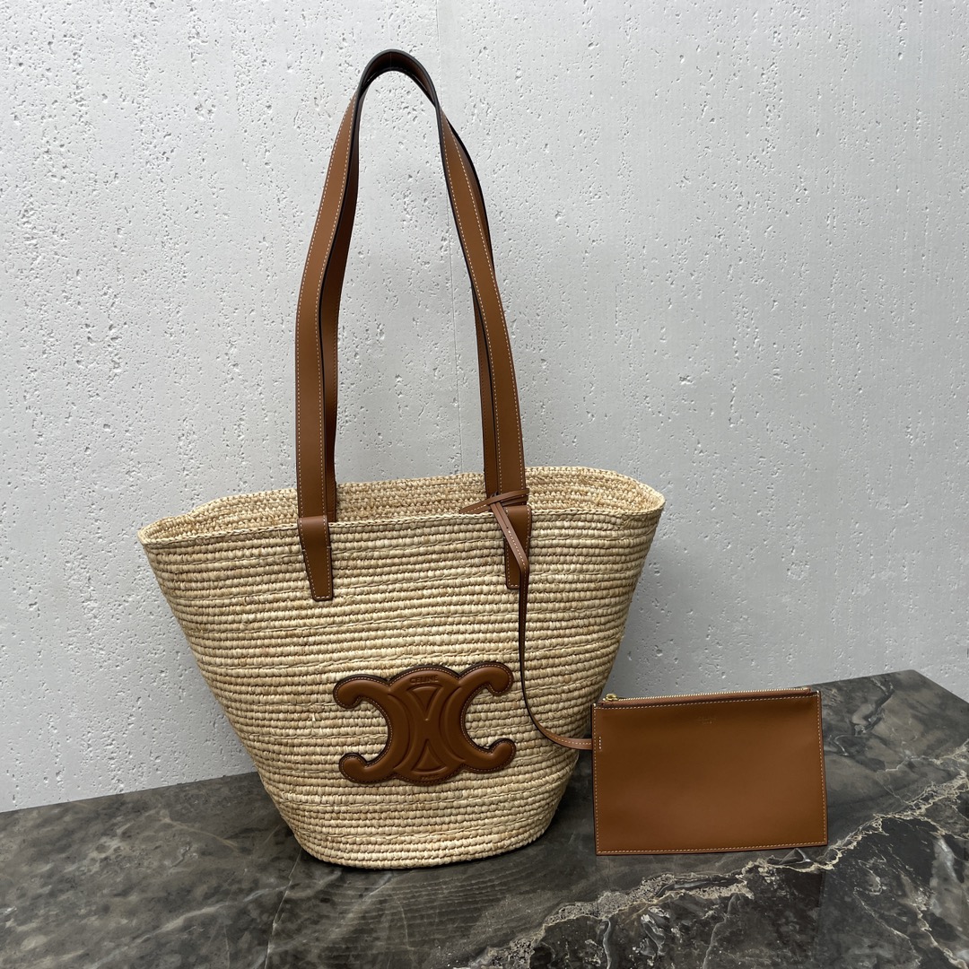 Celine MEDIUM CELINE CLASSIC PANIER IN palm leaves and