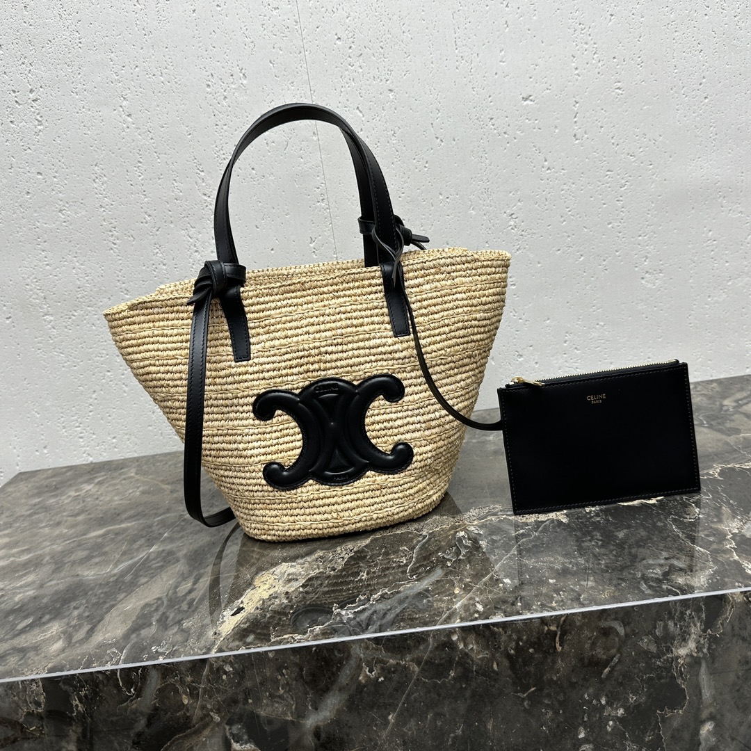 eBay Celine Classic Panier Raffia & Leather Tote Women’s Blue |
