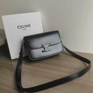 Celine TEEN TRIOMPHE BAG IN Shiny Calfskin – BLACK | CELINE