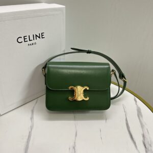 Céline Pre-Owned 2019 Triomphe Leather Claude Crossbody Bag | Green |