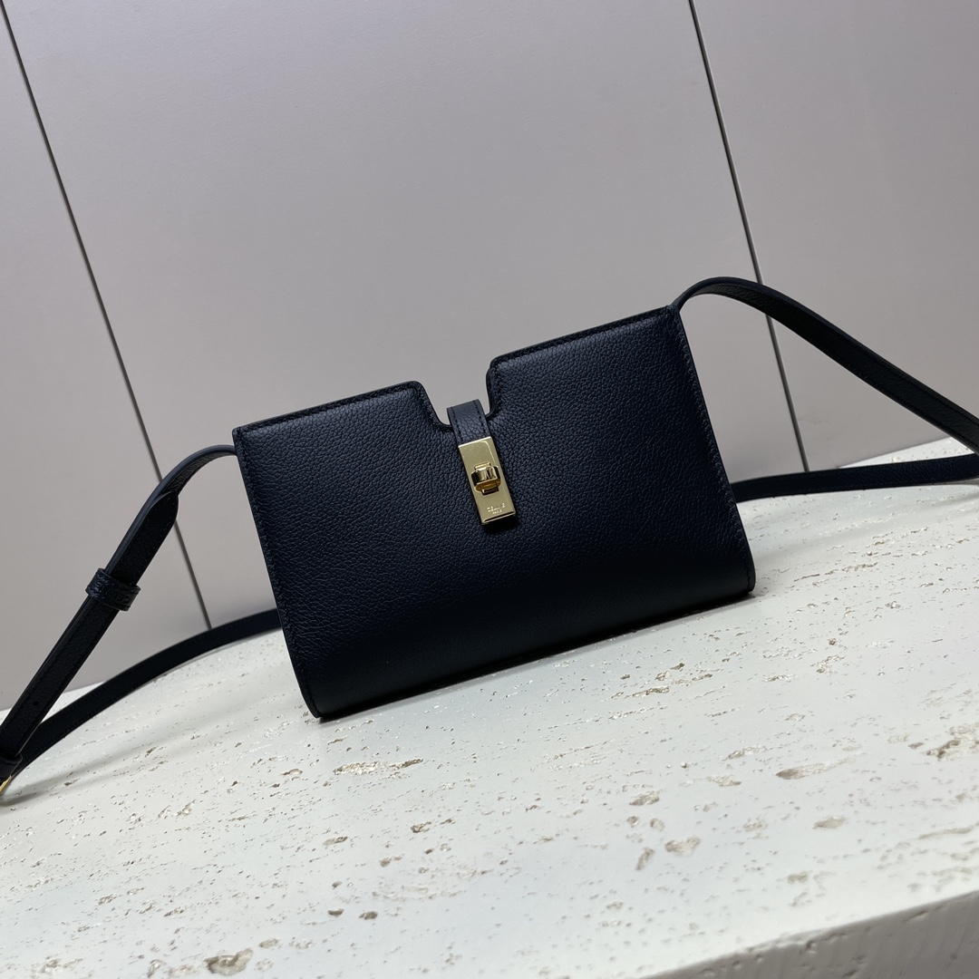 Celine 16 STRAP POCHETTE IN IN SUPPLE GRAINED CALFSKIN – BLACK | CELINE