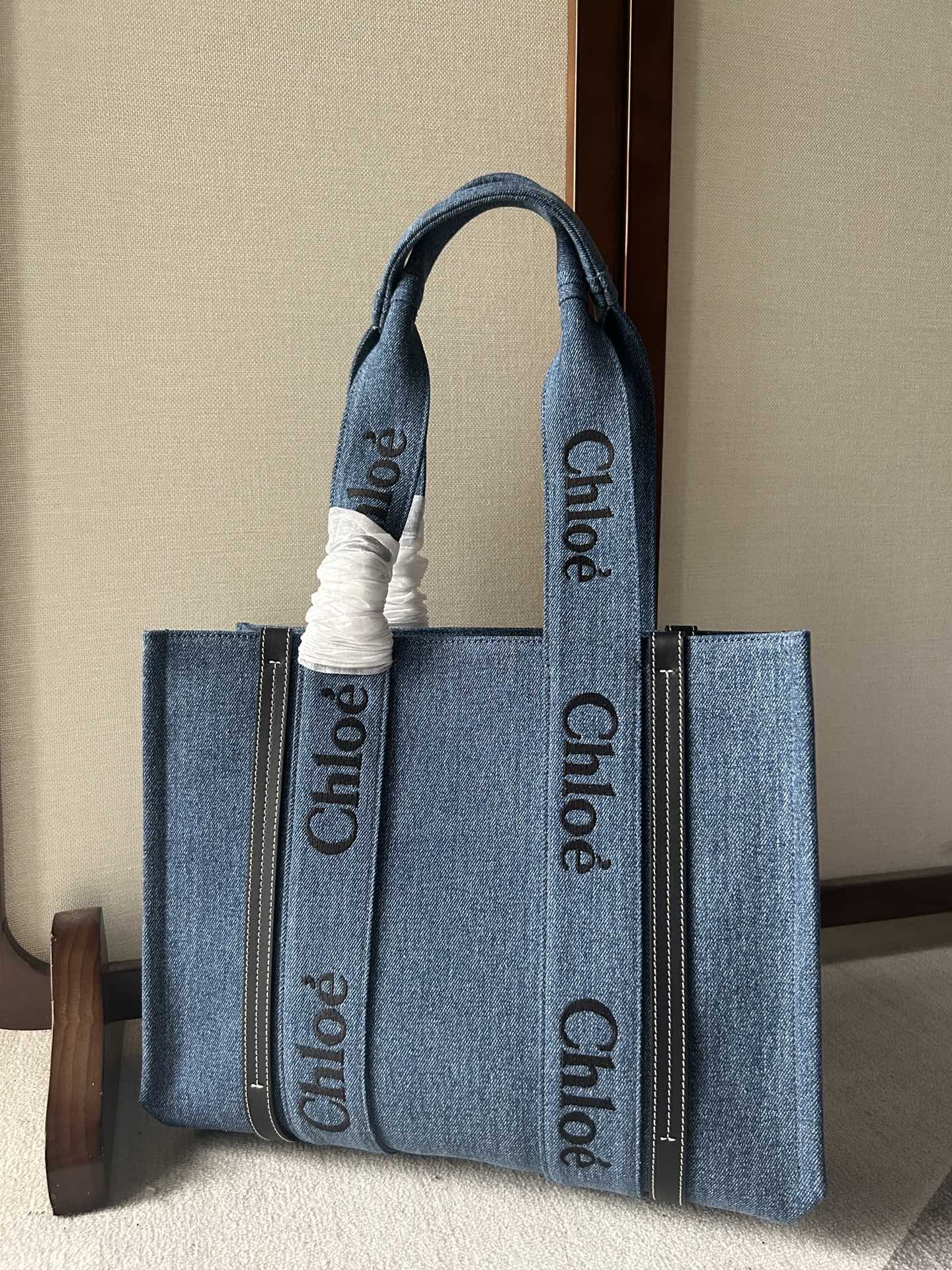 Chloe Woody Medium Tote Bag Denim | eBay