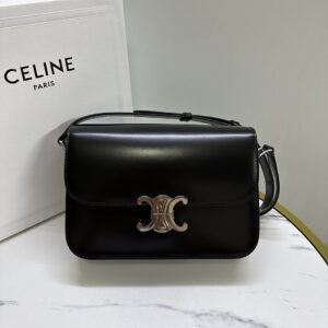 CELINE Shiny Calfskin Medium Triomphe Black 1595202 |