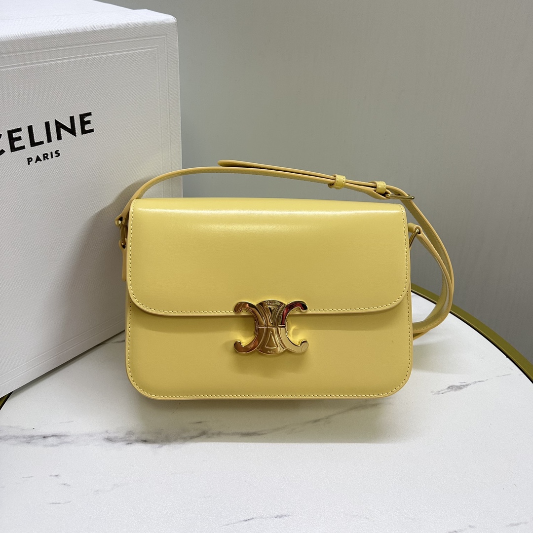 CELINE Teen Triomphe Shoulder Bag leather yellow 85934 | eBay