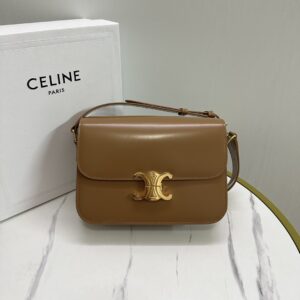 Celine Triomphe Shoulder Bag Smooth Calfskin Teen Brown