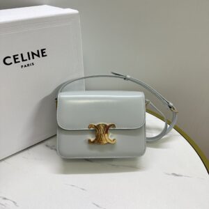 CELINE Shiny Calfskin Teen Triomphe Blue Gray 1300774