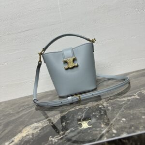 Celine MINI BUCKET LOUISE IN smooth calfskin – ICE BLUE | CELINE