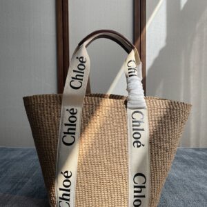Chloe Large Woody Basket Tote Bag Ribbon Fair Trade Paper