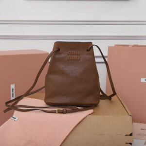 Miu Miu Mini logo-embossed Bucket Bag | Brown |