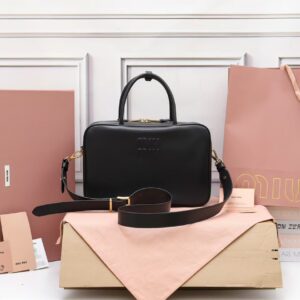 Miu Miu Beau Leather Top-Handle Bag in Black