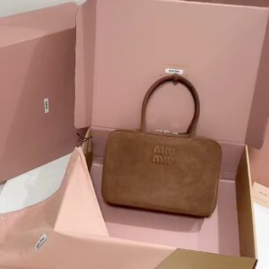 MIU MIU Camoscio Beau Top Handle Bag Cocoa Brown