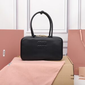 Miu Miu Arcadie Leather Top Handle Bag in Black